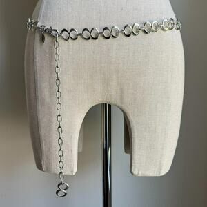 Vintage Silver Tone Geometric Adjustable Chain Belt